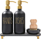 MOMEEMO Soap Dispenser Set Comes with Stainless Steel Pumps, Gold & Black