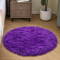 Goolela Purple Fluffy Circle Rug 3ft Faux Fur Rug by Goolela