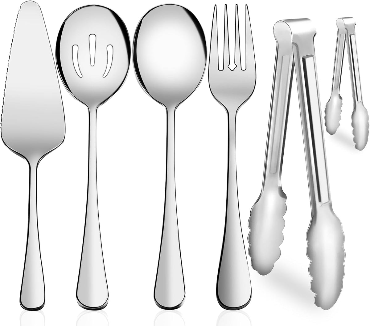 Serving Utensils, XEVOM 6-Piece Stainless Steel Serving Utensil Set Gold