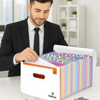 Plastic Accordion File Organizer, 26 Pockets Expandable File Folder Organizer, A4 Letter Size Filing Organizer with Colorful Tabs, Elastic Cord, 60 Paper Clip, Label & Stickers for Office School Home
