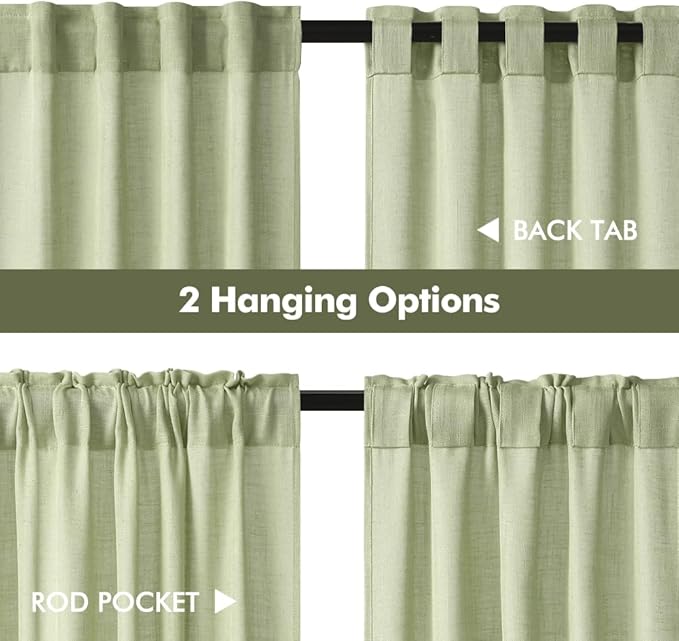 MIULEE Sage Green Kitchen Curtains 36 Inch Length 2 Panels, Soft Thick Linen - Image 5