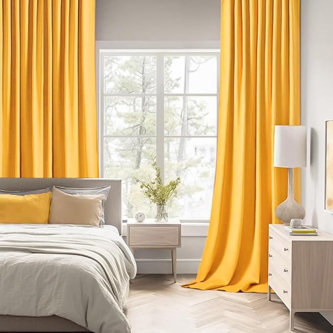 MIULEE Yellow Back Tab Blackout Curtains 72 Inches Long 2 Panels Set - Image 2