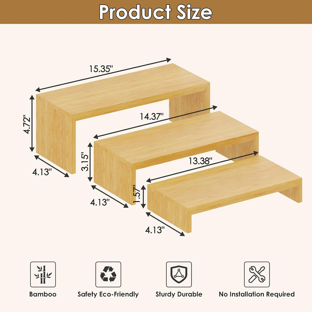 2 Sets DIY Bamboo Can Organizer for Pantry, 3-Tier 6-Piece Can Display Rack