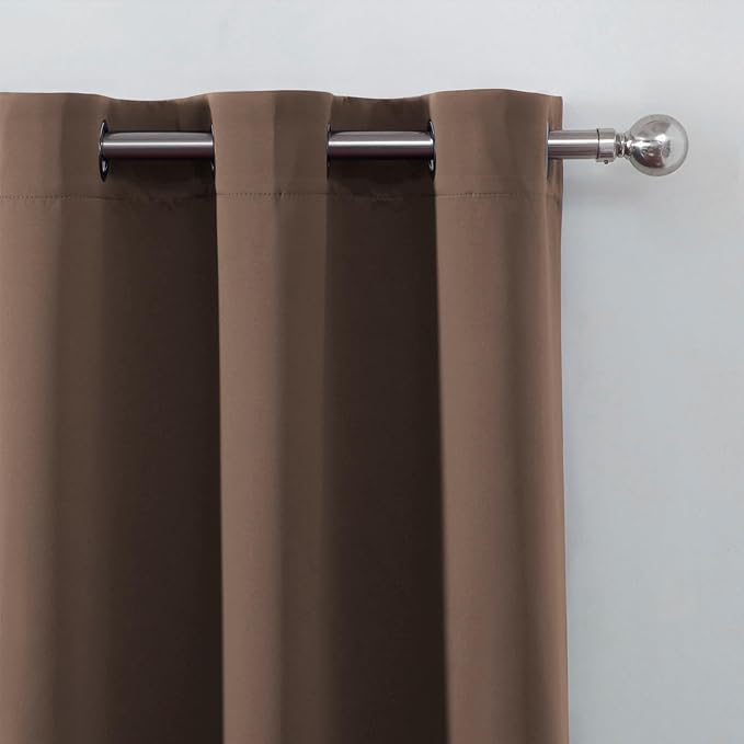 LEMOMO Blackout Curtains 52 x 120 Inch Long Chocolate Curtains Set of 2 Panels - Image 6
