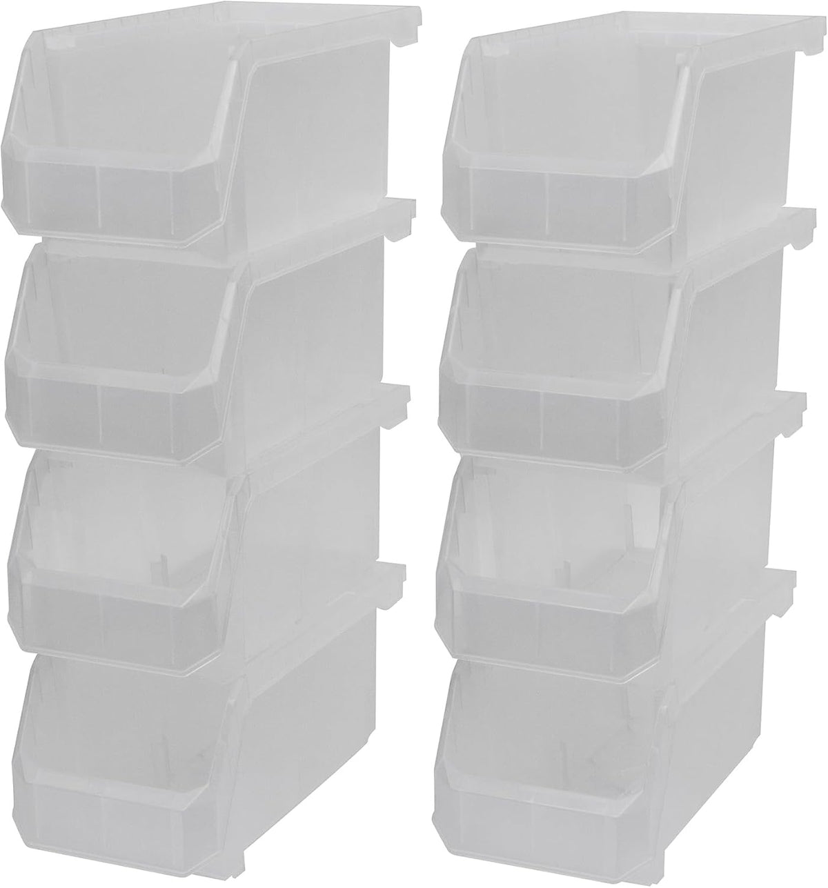 ReadySpace Medium Stackable Plastic Storage Bins, 8-Pack, Clear