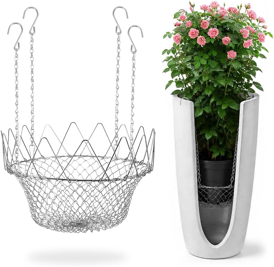 Adjustable Planter Insert for 10-18" Pots, 2 Pack Stainless Steel
