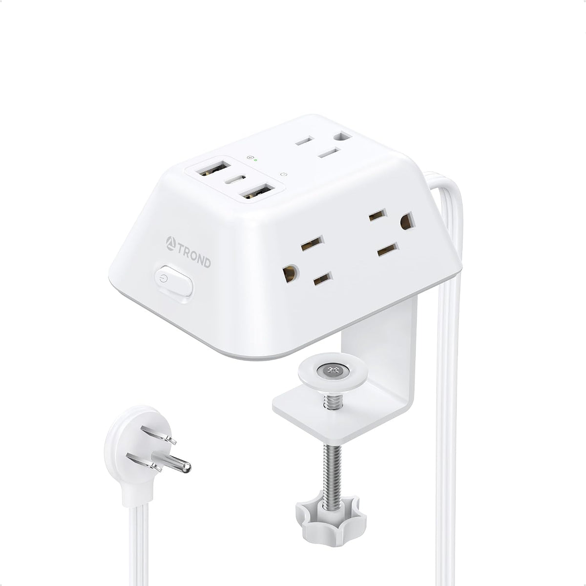 TROND Desk Clamp Power Strip with 5 AC Outlets and 3 USB Ports, Black