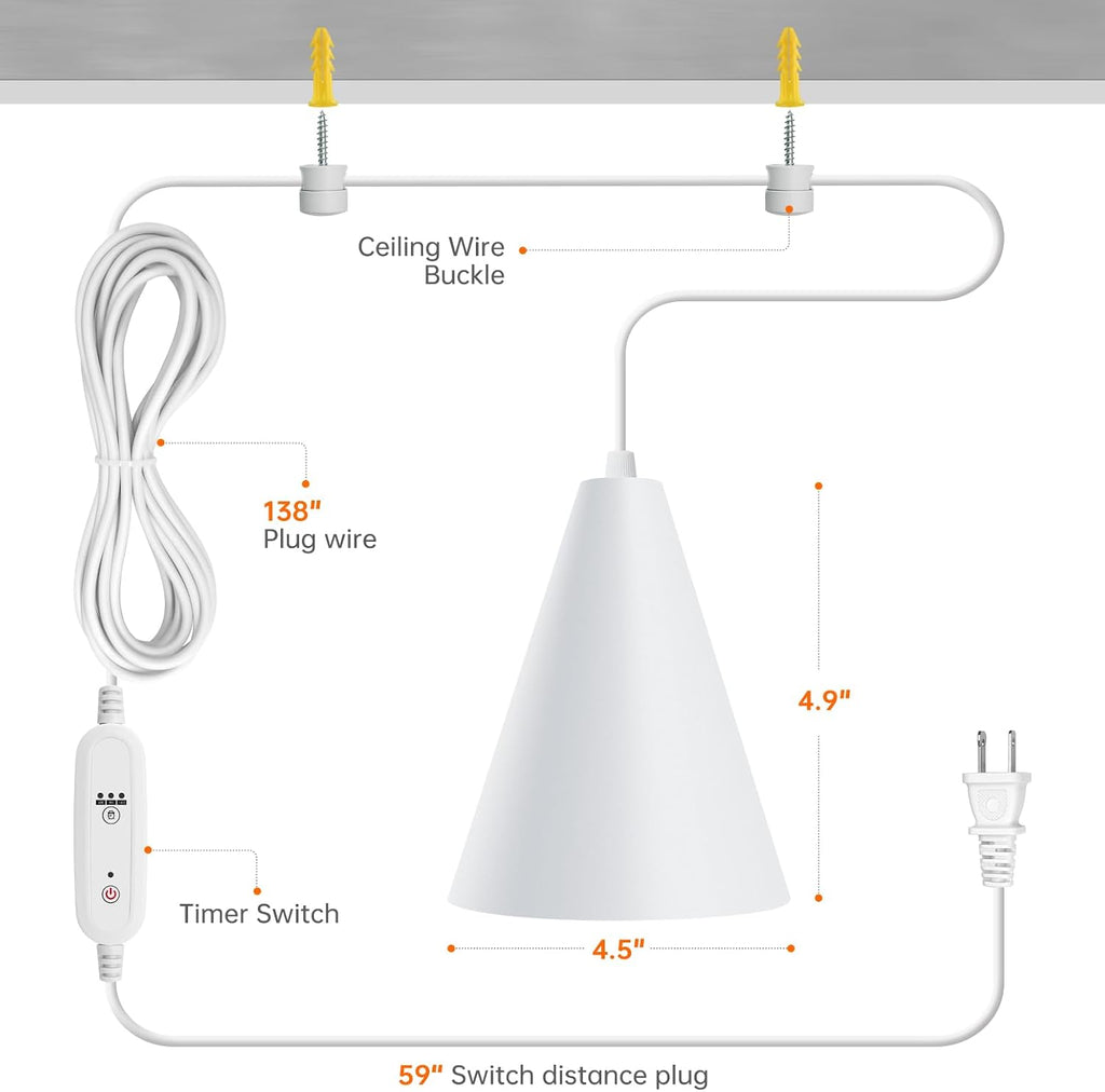 Hanging Grow Light for Indoor Plants, 5000K
