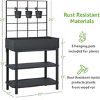 Metal Raised Garden Bed with Trellis & Legs