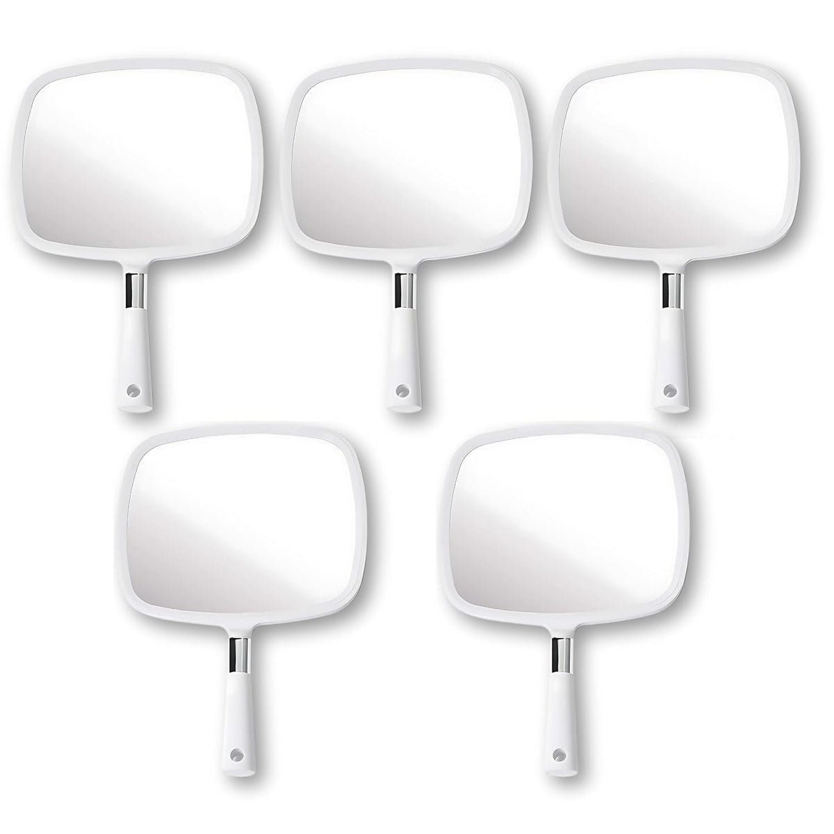 MIRRORVANA Large Hand Mirror with Comfy Handle, 9" x 13" (White)