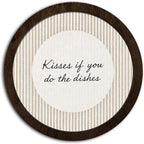 CFFJLHN Funny Kitchen Decor, Neutral Kitchen Round Wooden Wall Art Kisses If You Do Dishes Aesthetic Artwork Rustic Quirky Round Hanging Wall Decor Retro Dish For Kitchen Apartment, 10x10 Inch