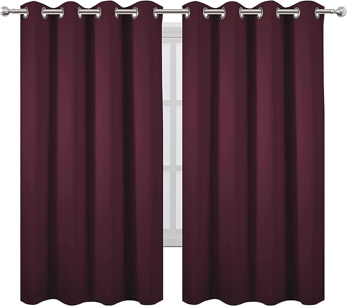 LEMOMO Burgundy Red Blackout Curtains 66 x 63 Inch Length/Set of 2 Curtain - Image 2