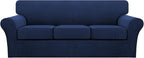 Turquoize 4 Piece Sofa Covers for 3 Cushion Couch Sofa Slipcover Soft Couch by Turquoize