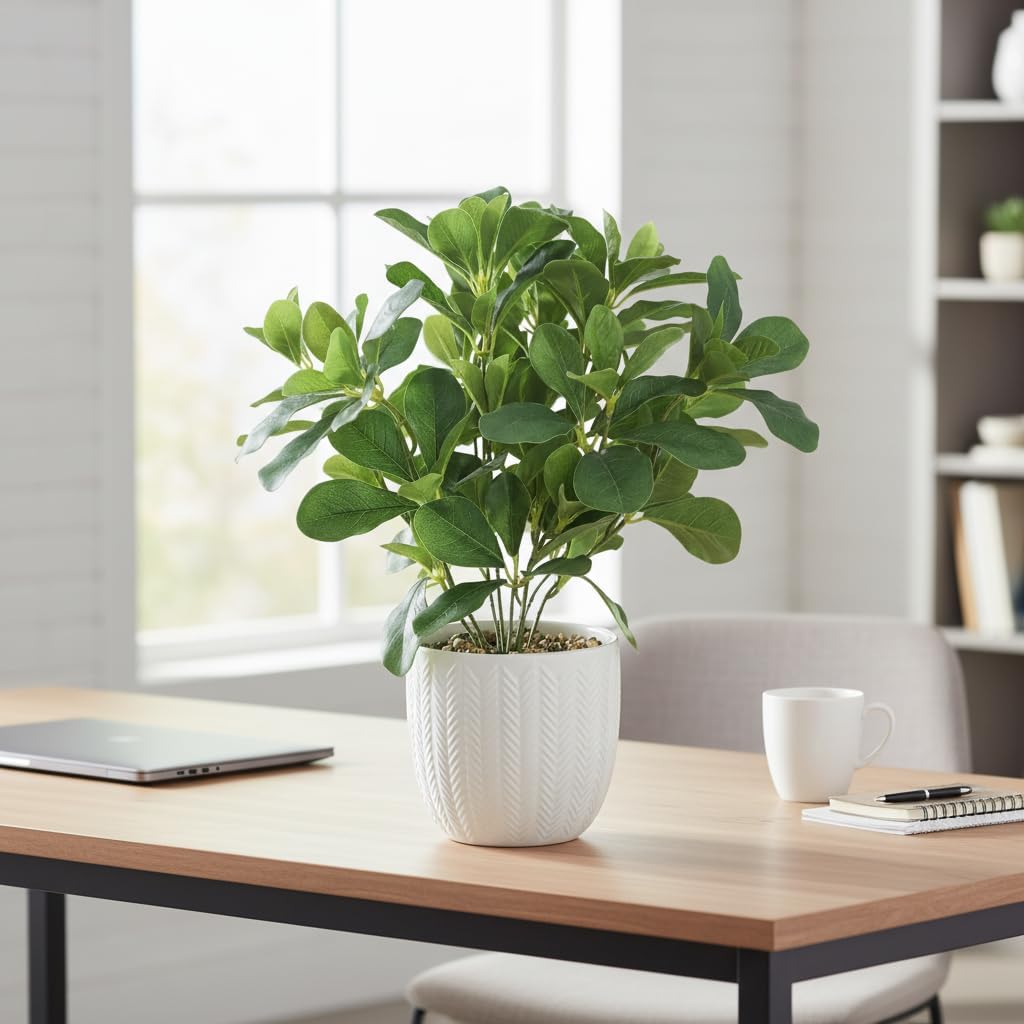 Artificial Potted Plant Leaves 16.9"