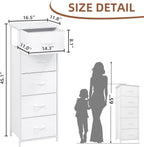 Somdot Tall Dresser for Bedroom, 5 Drawer Storage Cabinet, White