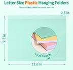SUNEE Plastic Hanging File Folders,12 Pack Letter Size Hanging File Folders with 1/5-cut Tabs,Stay Organized for Your Home and Office Bulk File,Documents and Paper,6 Pastel Colors