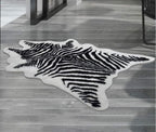 Zebra Print Rug Faux Animal Cowhide Skin Area Rug Leather Carpet Mat Small Size - Image 2