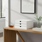 Document Organizer, 3-Drawer File Cabinet Document Storage Box, Office Desktop Filing Organizer, White