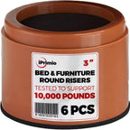 iPrimio Bed Risers 3" Lift, Heavy Duty, Dorm Storage, Round, White, 4 Pack