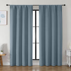 Simplebrand Ava Stone Blue Blackout Curtains by Simplebrand