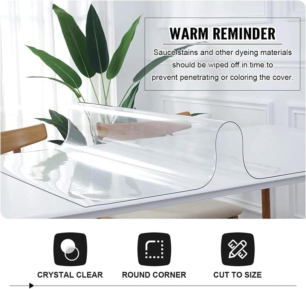Clear Table Protector 42 x 78 Inch, 2mm Plastic Table Cover