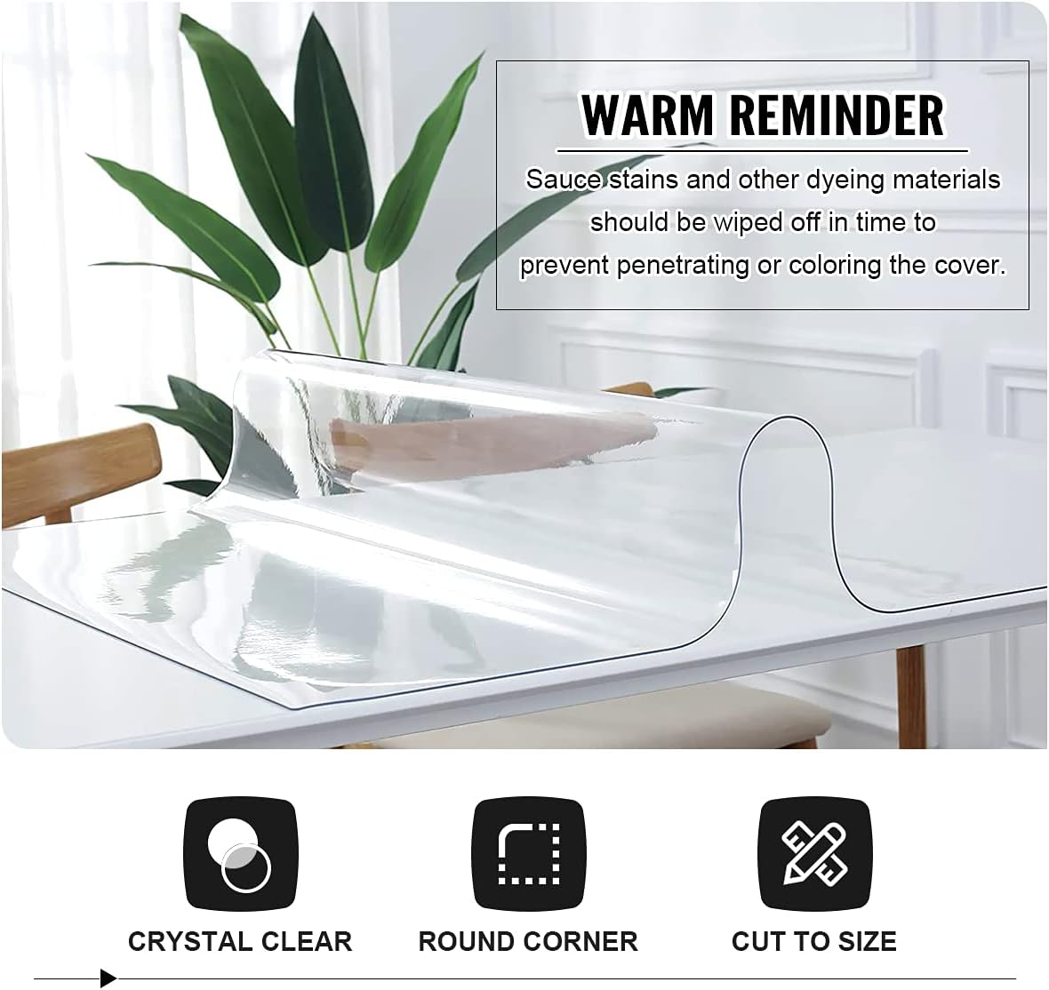 Clear Table Protector 42 x 78 Inch, 2mm Plastic Table Cover
