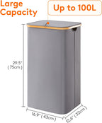 Lifewit 105L Large Laundry Basket with Lid, Removable Bags, Gray