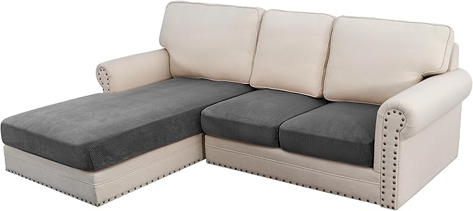 H.VERSAILTEX Velvet Stretch Sectional Couch Covers, 3 Pieces, L-Shaped by HVERSAILTEX