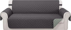 Reversible 4 Seater Sofa Cover 91 Inch Large Couch Cover Furniture Protector by LuxshareHome