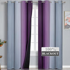 Purple and Grey Blackout Curtains 84 Inches Long, Ombre and Wavy Line Pattern - Image 2