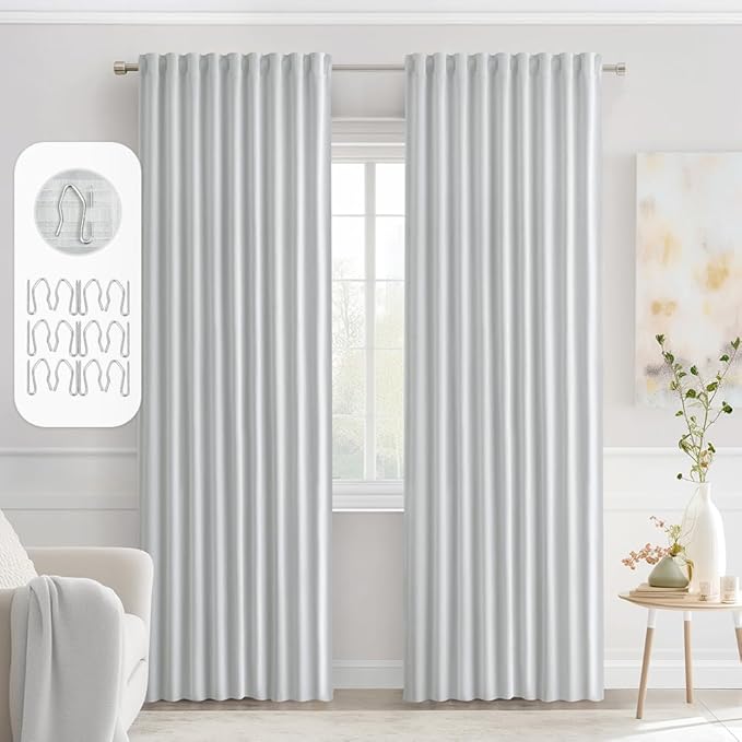 MIULEE Back Tab Light Blocking Curtains 90 Inch Long 2 Panels Set by MIULEE
