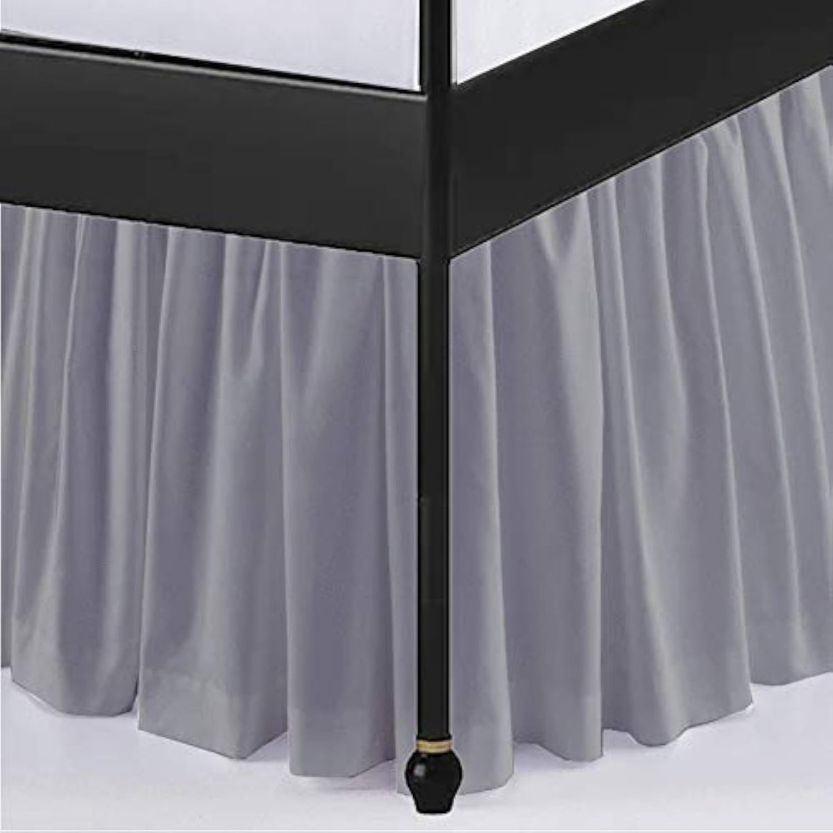 Ruffled Bed Skirt with Split Corners Three Side Coverage-King Size Dust Ruffles Bed Skirts 15 Inch Drop Expertise Tailored Fit Wrinkle Free Bed Skirt Dust Ruffle (King 15 Drop-White)