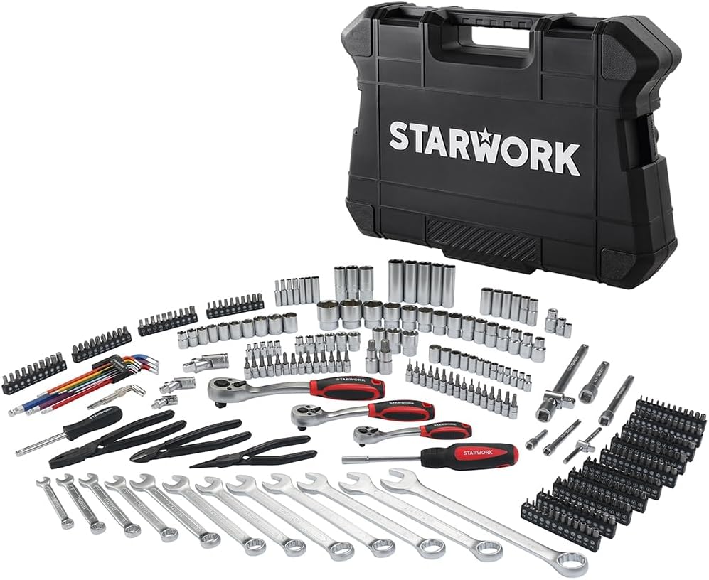 STARWORK TRUE MECHANIC™ 314-Piece Mechanics Tool Set and Socket Set, 1/4", 3/8", 1/2" Drive, Professional, Metric