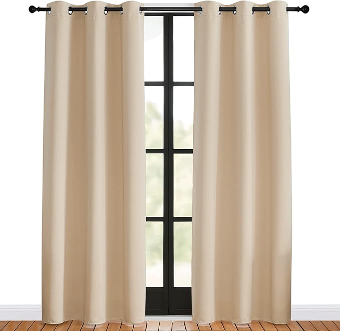 NICETOWN Room Darkening Draperies Window Curtain Panels, Biscotti Beige - Image 2