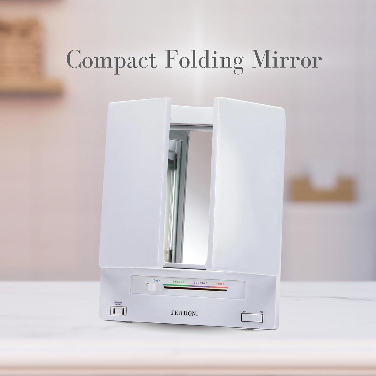 JERDON Lighted Makeup Mirror with 5X Magnification - White - JGL9W