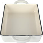 Crock-Pot Artisan 13" Enameled Cast Iron Lasagna Pan – Matte Linen White, Durable Oven Safe Bakeware