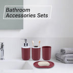 LGURT Red Bath Accessories Set — 4-Pc Dispenser, Toothbrush Holder & Cup
