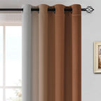 Yakamok Greyish White and Burnt Orange Ombre Curtains, Light Blocking Curtains - Image 3