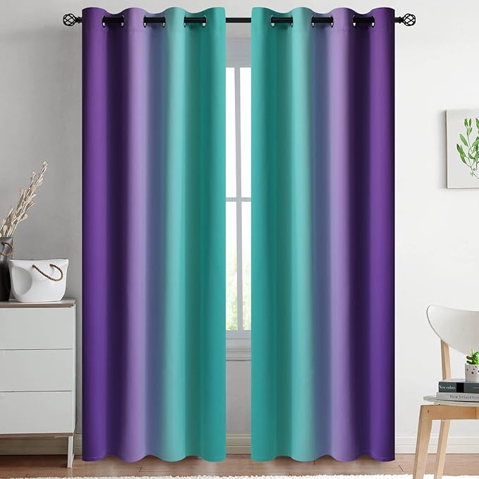 Yakamok Ombre Teal and Purple Curtains by Yakamok