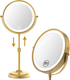 9" Lighted Makeup Mirror with 1X 10X Magnification, Brushed Nickel Finish