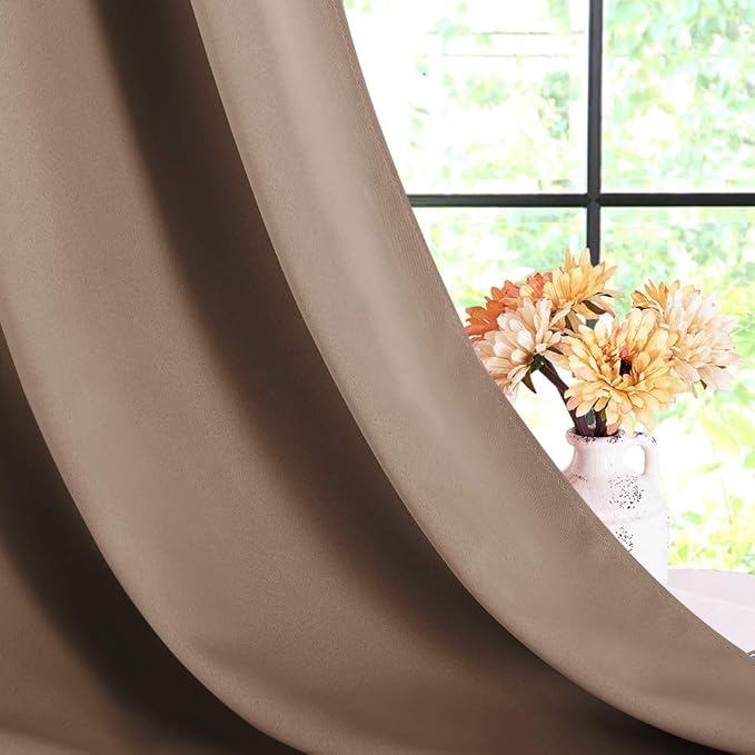NICETOWN Blackout Window Curtains 80 inch Long, 2 Panels, 34 inch, Cappuccino - Image 6