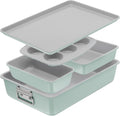 T-fal Refresh Ceramic Nonstick Baking Pans Set (5 Pieces), Roaster, 6-Cup for Muffins, Loaf, Square Baking Sheets Non Stick, Stackable Bakeware Sets, Mint Green