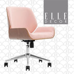 Elle Decor Ophelia Low-Back Task Modern Bentwood Home Office Armless Desk Chairs in Chrome Finish, French Pink 22.75D x 22W x 44H in