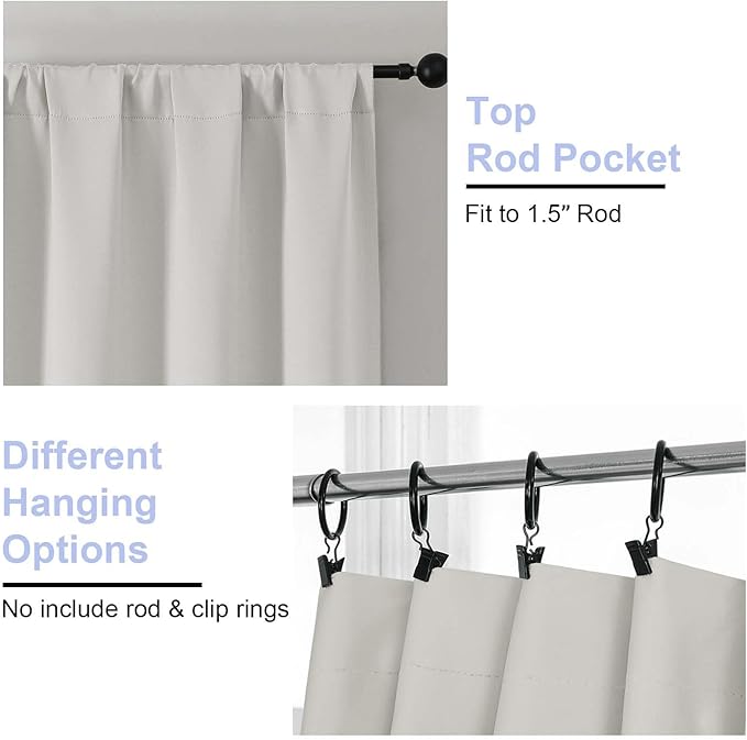 Simplebrand Ava Natural Short 36 Inches Blackout Curtain 2 Panels Set, Half - Image 4