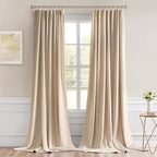 MIULEE Back Tab Beige Curtains 96 Inch Long 2 Panels Set - Image 9