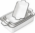 Ceramic Bakeware Set of 4, Deep Rectangular Casserole Dishes for Oven to Table, Non-Stick Lasagna Pans with Handles, Stackable Baking Pans for Family Dinners & Housewarming Gift