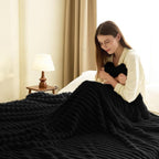 HIMEET Black Ribbed Twin Blanket - Image 7