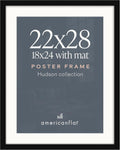 Americanflat 22x28 Poster Frame - Matted to 18x24 - Engineered Wood - Black