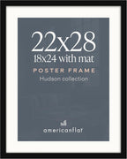 Americanflat 22x28 Poster Frame - Matted to 18x24 - Engineered Wood - Black
