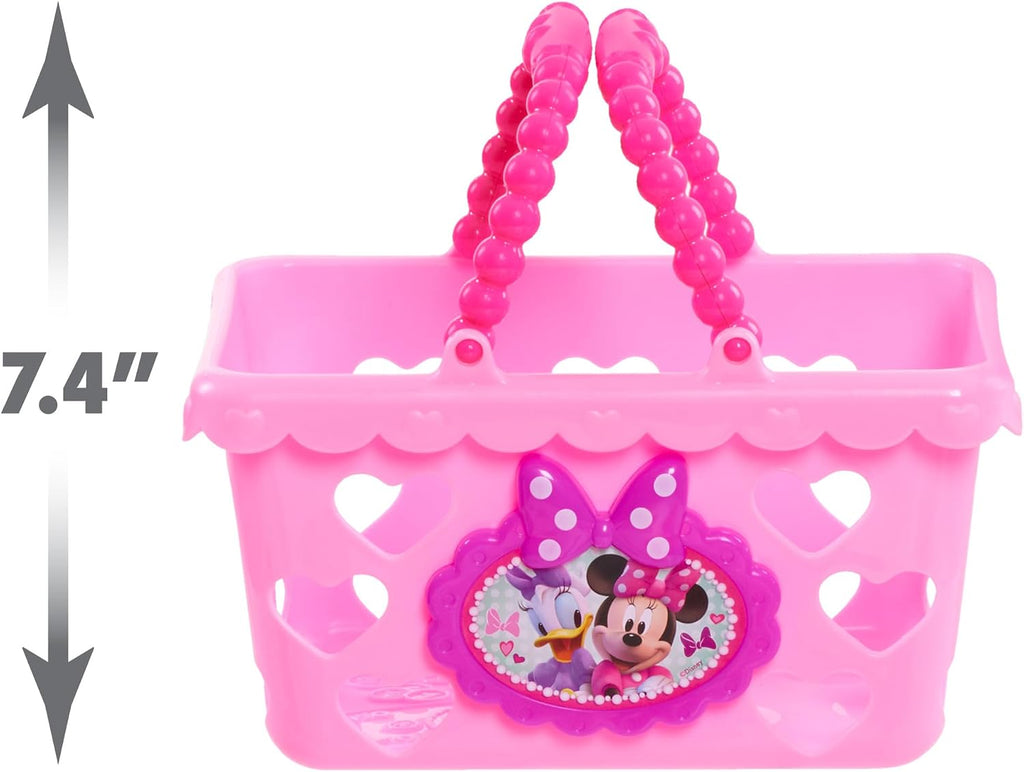 Disney Junior Minnie Bow-Tique Bowtastic Shopping Basket Set with Pretend Food and Accessories, Pretend Play, Kids Toys for Ages 3 Up by Just Play